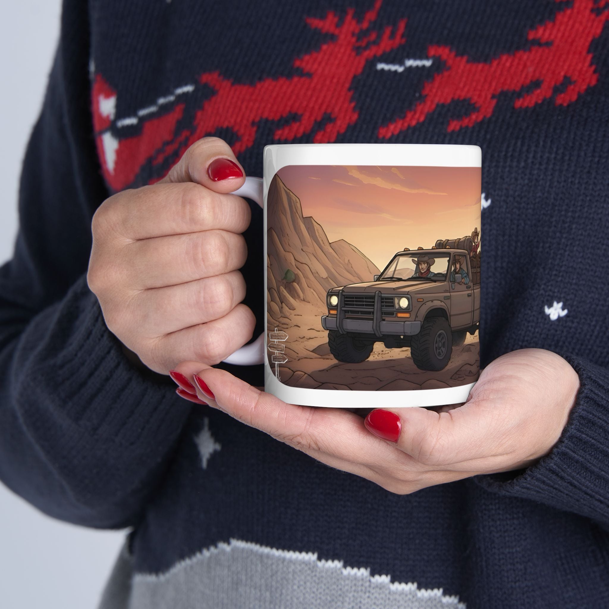 Adventure 4x4 Trucks #20, Wrangler Cowboy Ranchers On The Go White Ceramic Mug — Find Your Path To The Essentials Cup (11oz & 15oz)