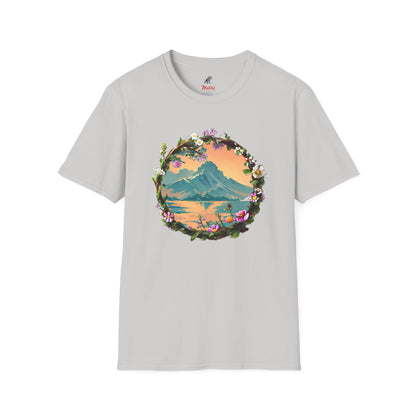 Japanese Blue Rose Landscape Unisex Softstyle T-Shirt