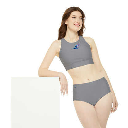 Grey Sporty Bikini Set (AOP)