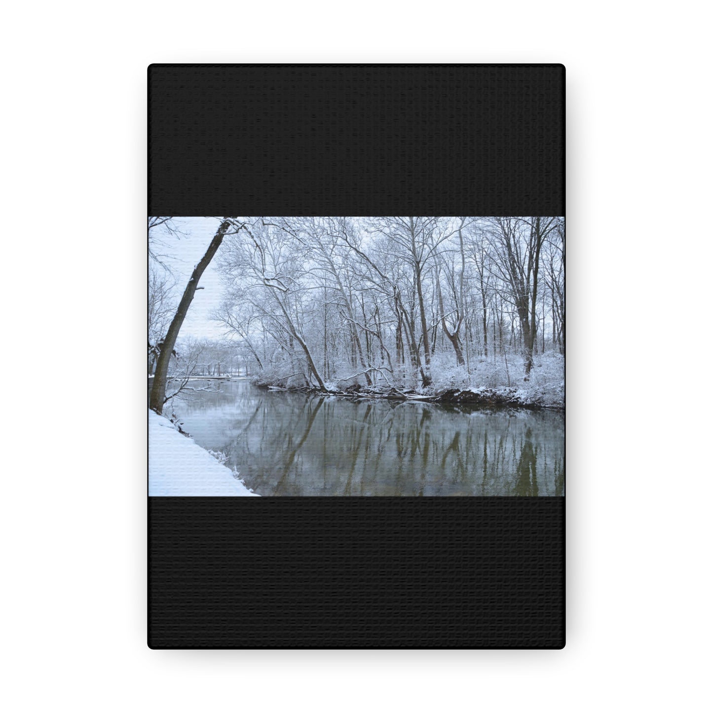 Winter River Black Canvas Gallery Wraps