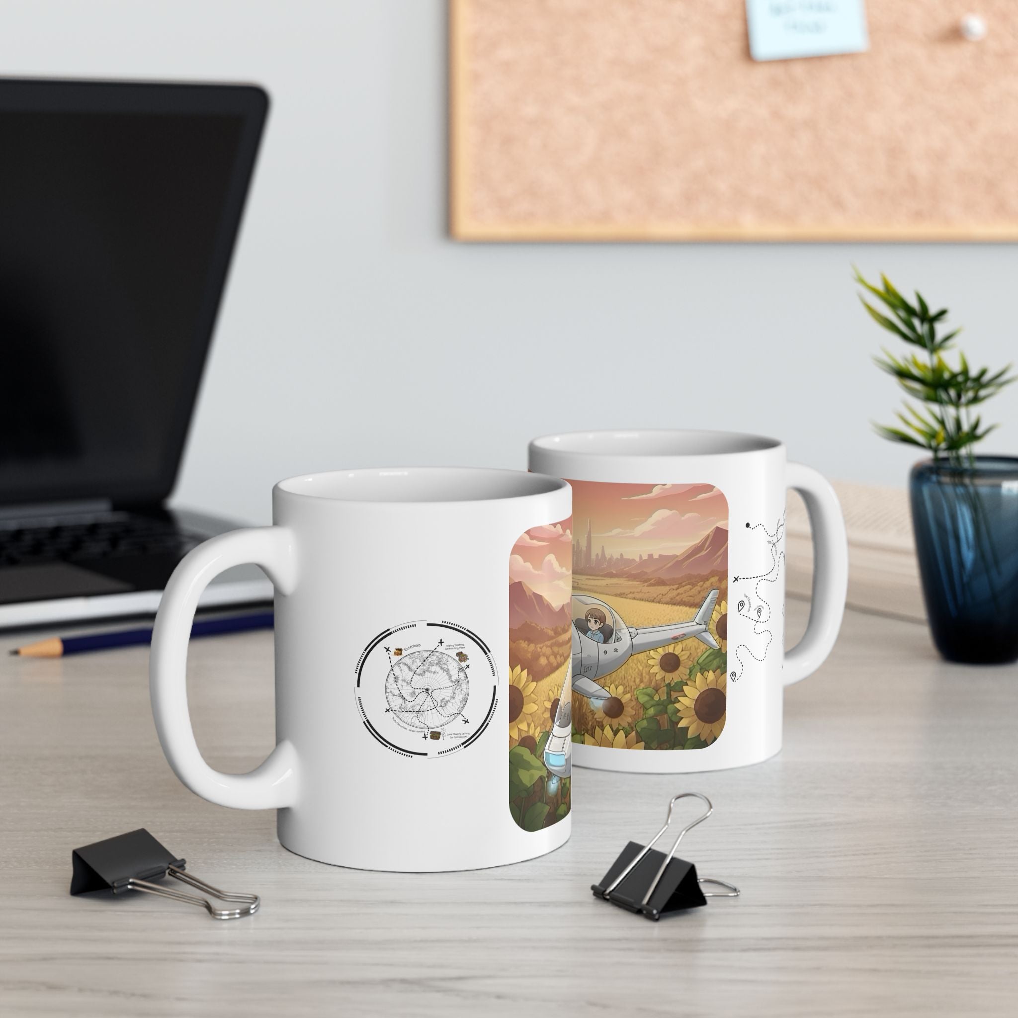 Joyful Flying Anime Cruiser White Ceramic Mug #1 – Friends, Family & Imaginative Adventures, Celebrating Companionship, Creativity & Life’s Little Wonders Cup (11oz/15oz)