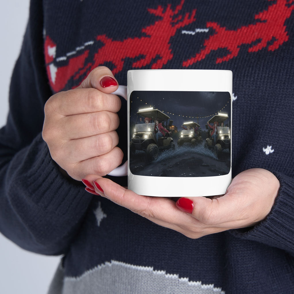 Anime Golf Cart Mud & Rain Racing Adventures #5 White Ceramic Mug — Find Your Path To The Essentials Cup (11oz & 15oz)