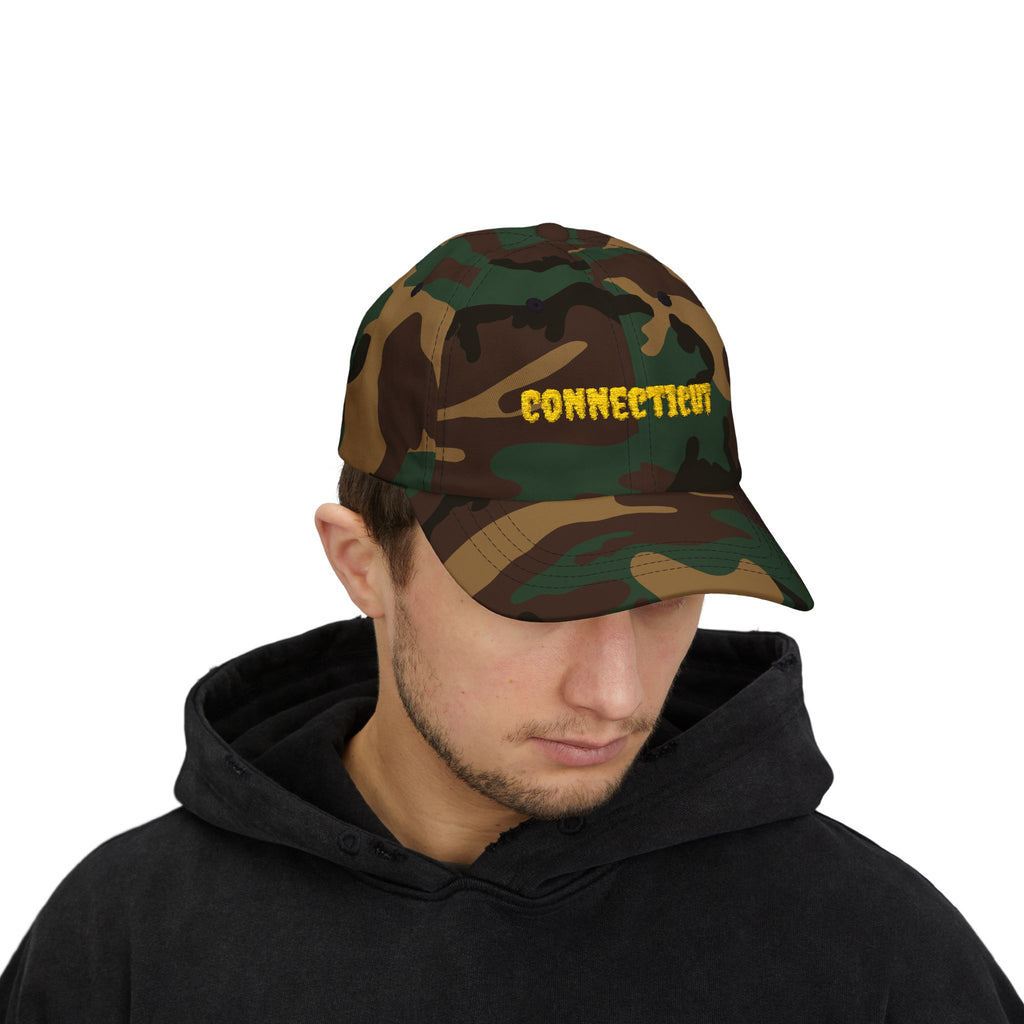 Connecticut United States of America Gold Embroidered Classic Dad Cap | CT 5th USA Baseball Hat