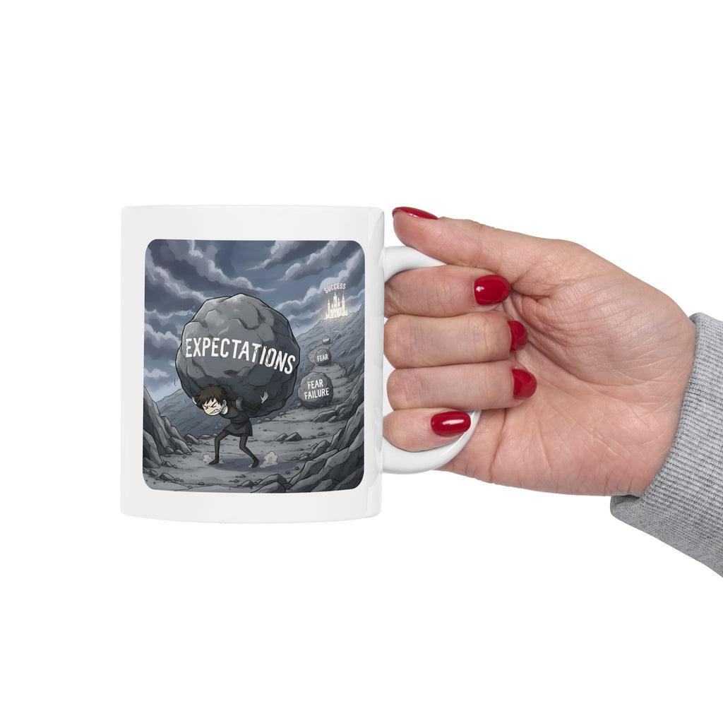 Unbreakable Women Overcoming Expectation White Ceramic Mug, (11oz, 15oz), Disability Resilience Wheelchair Warrior Cup