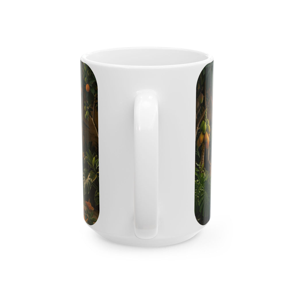 Tropical Cave Paradise White Ceramic Mug,  Relaxing Escape Cup (11 oz, 15 oz)