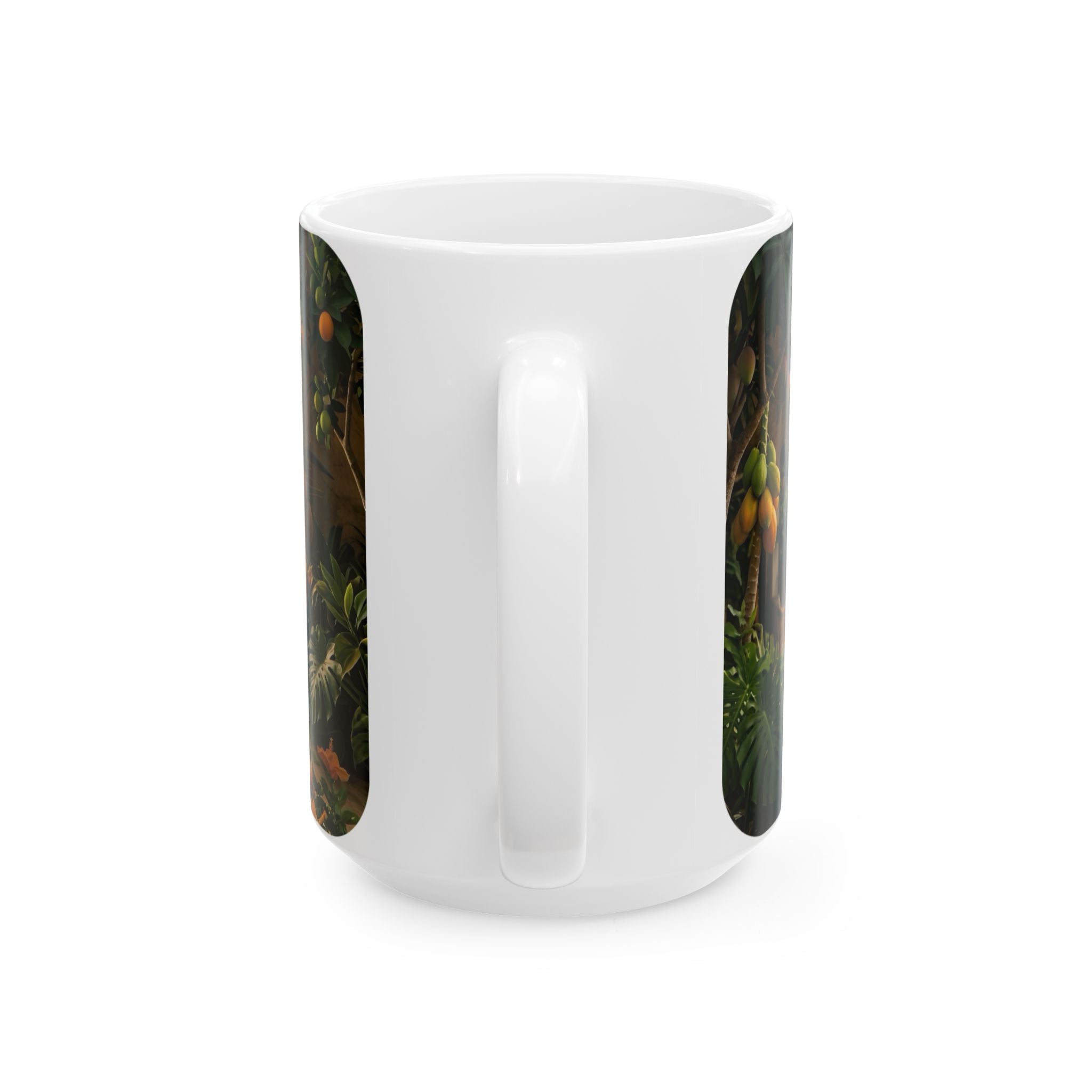 Tropical Cave Paradise White Ceramic Mug,  Relaxing Escape Cup (11 oz, 15 oz)
