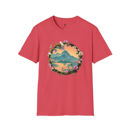 Japanese Blue Rose Landscape Unisex Softstyle T-Shirt