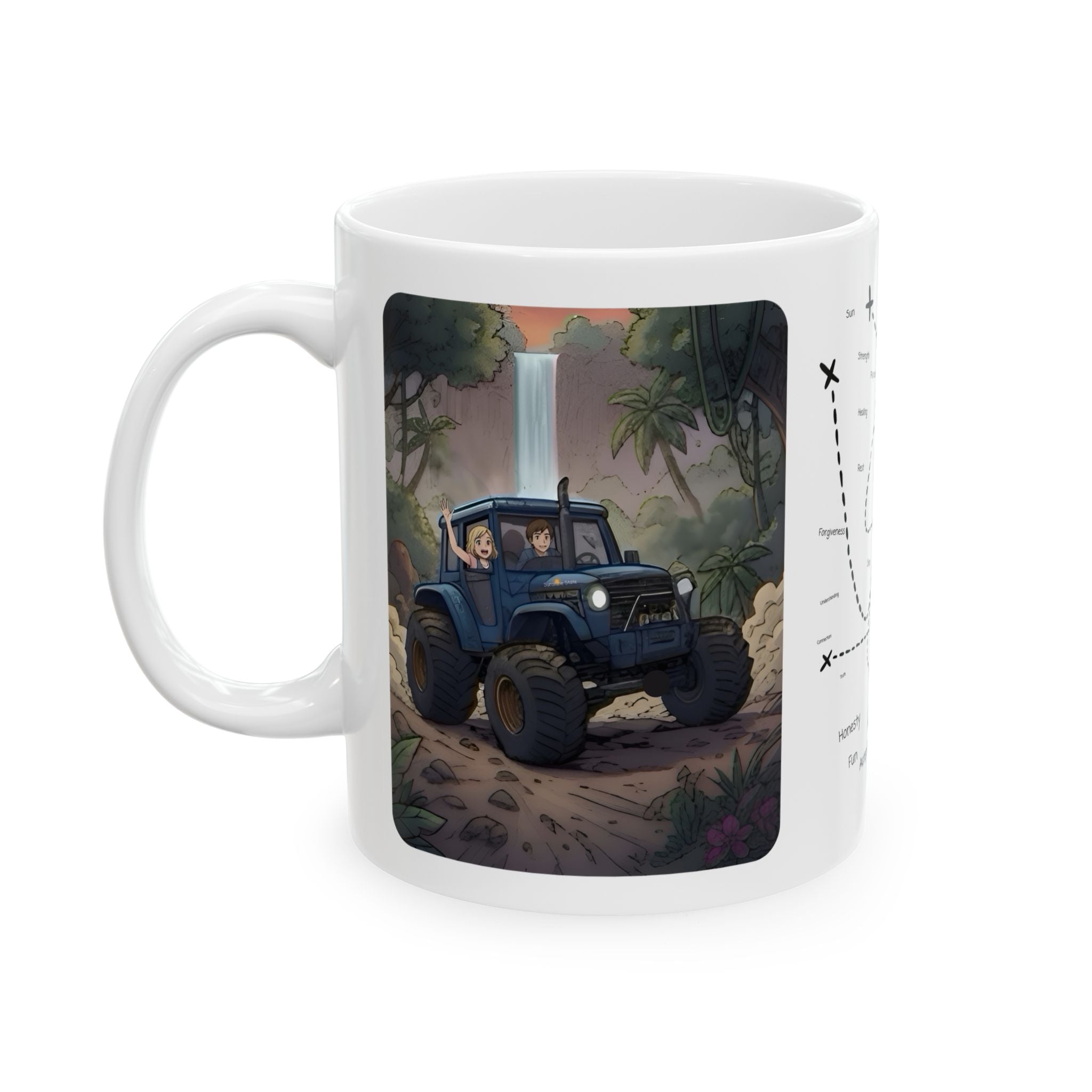 Adventure 4x4 Trucks #14, Farm Workers On The Go White Ceramic Mug — Find Your Path To The Essentials Cup (11oz & 15oz)