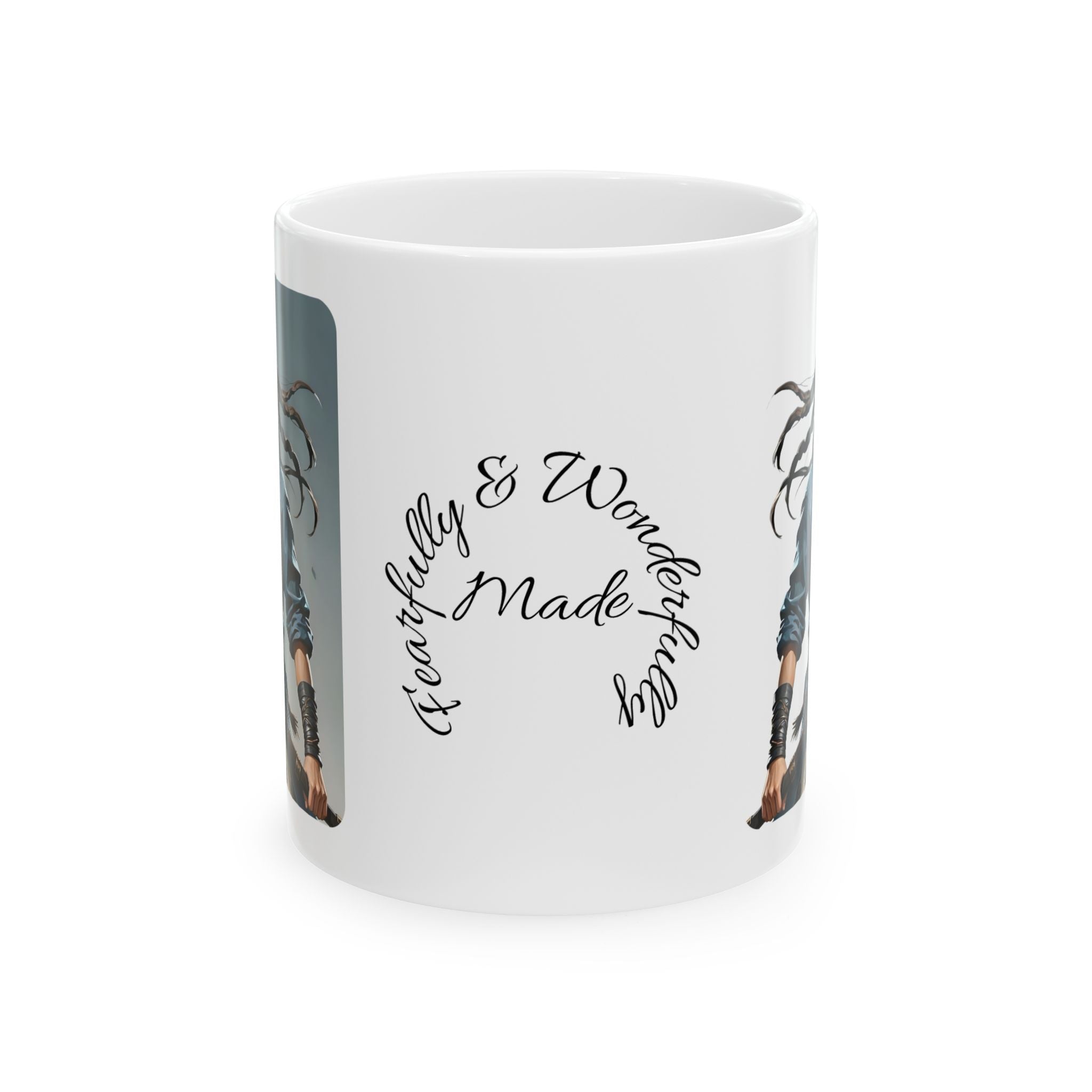 Gentle Woman of Valor #6 White Ceramic Mug - Fearfully & Wonderfully Made Tribute Cup (11oz/15oz)