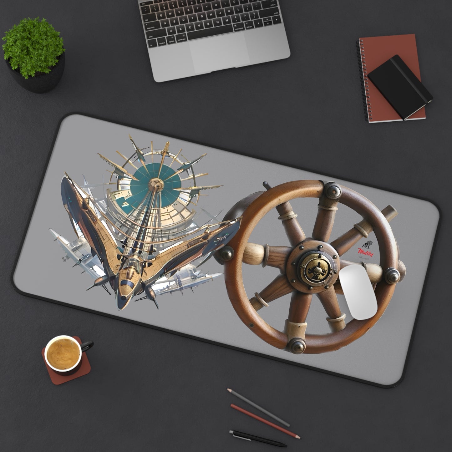 Nautical Desk Mat, Grey