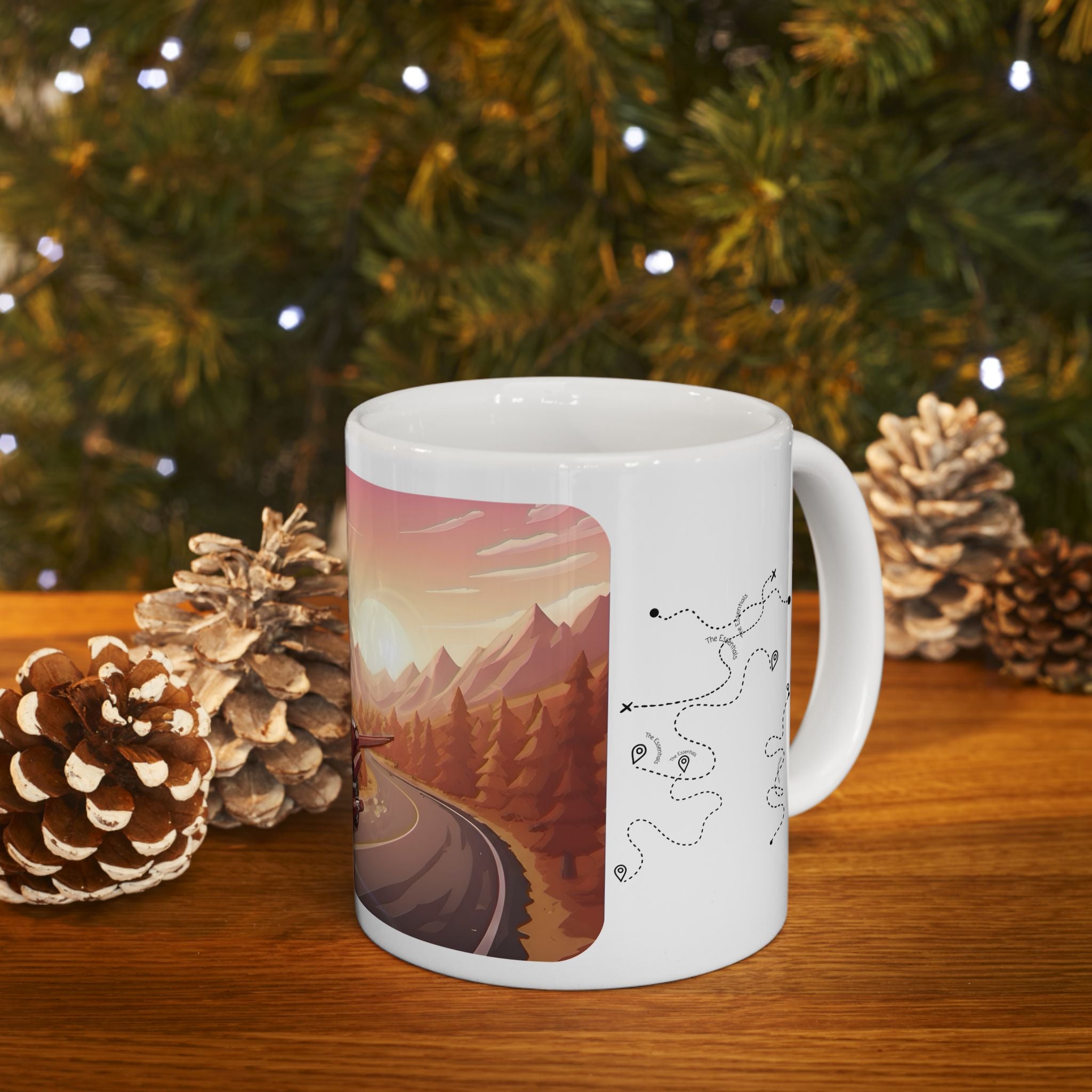 Open Road Sunset Vista White Ceramic Mug – Life’s Little Wonders Cup (11oz/15oz)