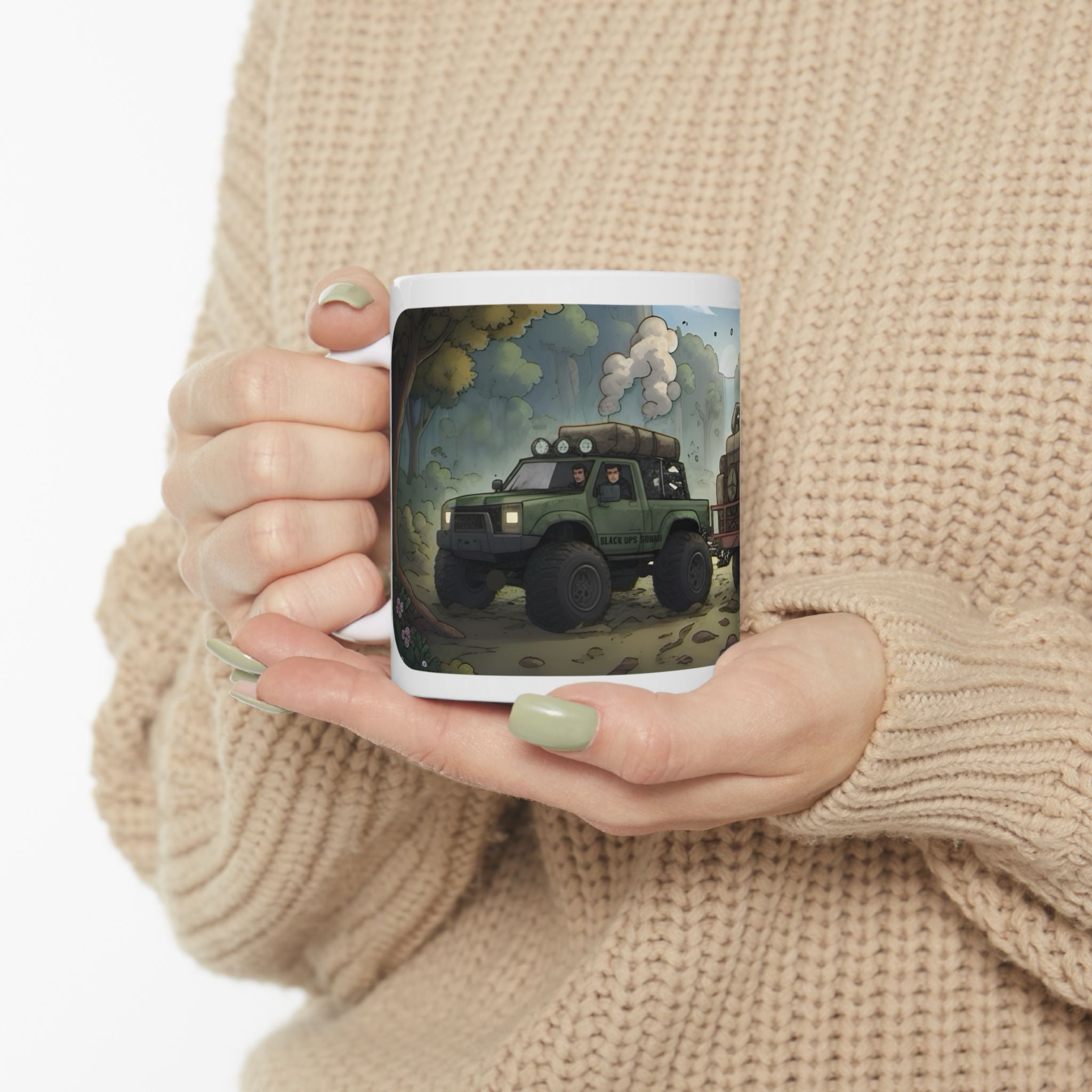 Adventure Trucks #2, Black Ops Squad White Ceramic Mug — Find Your Path To The Essentials Cup (11oz & 15oz)