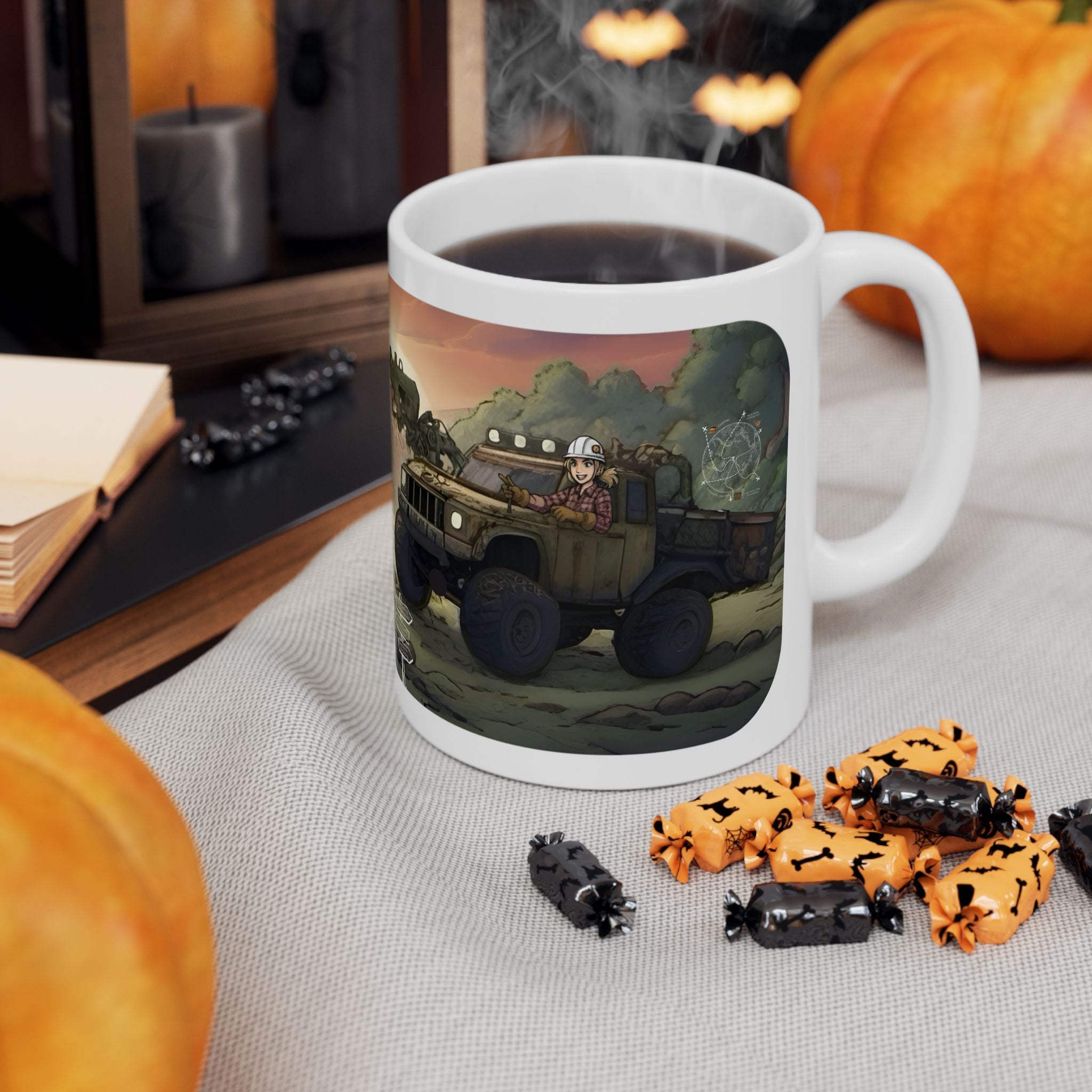 Adventure 4x4 Trucks #27, Utility and Salvage Workers White Ceramic Mug — Find Your Path To The Essentials Cup (11oz & 15oz)