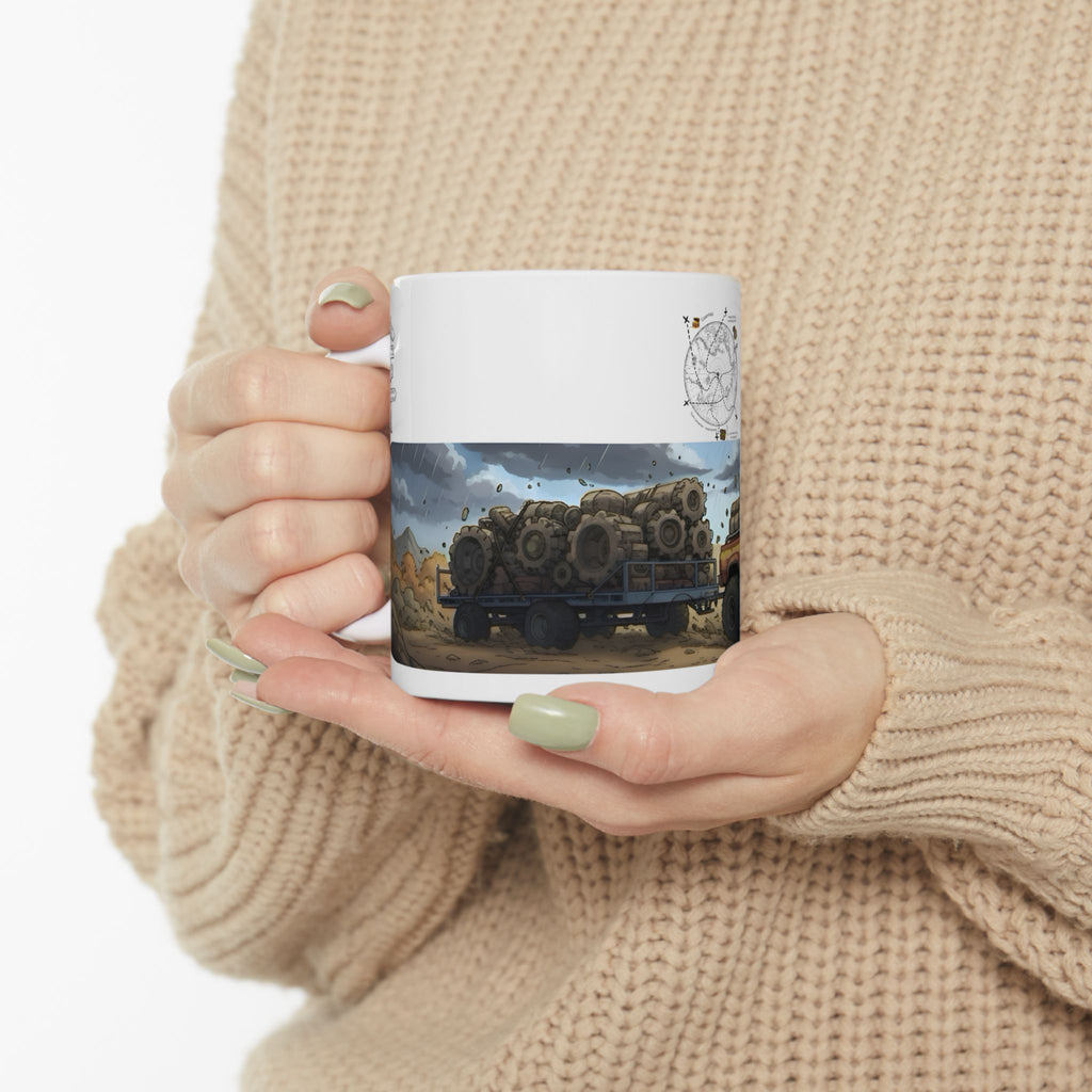 Adventure Trucks #3, Army Field Operation White Ceramic Mug — Find Your Path To The Essentials Cup (11oz & 15oz)