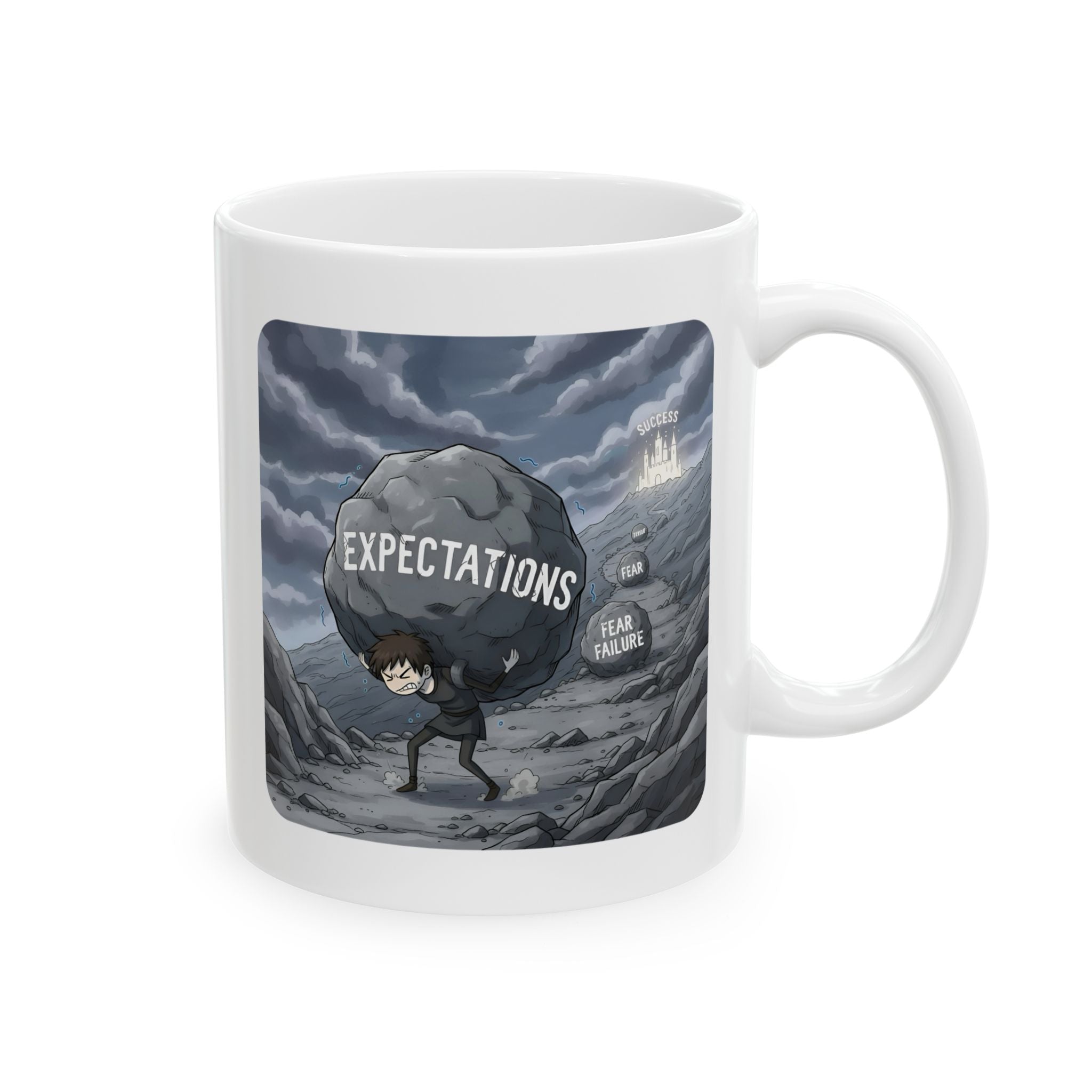 Unbreakable Women Overcoming Expectation White Ceramic Mug, (11oz, 15oz), Disability Resilience Wheelchair Warrior Cup