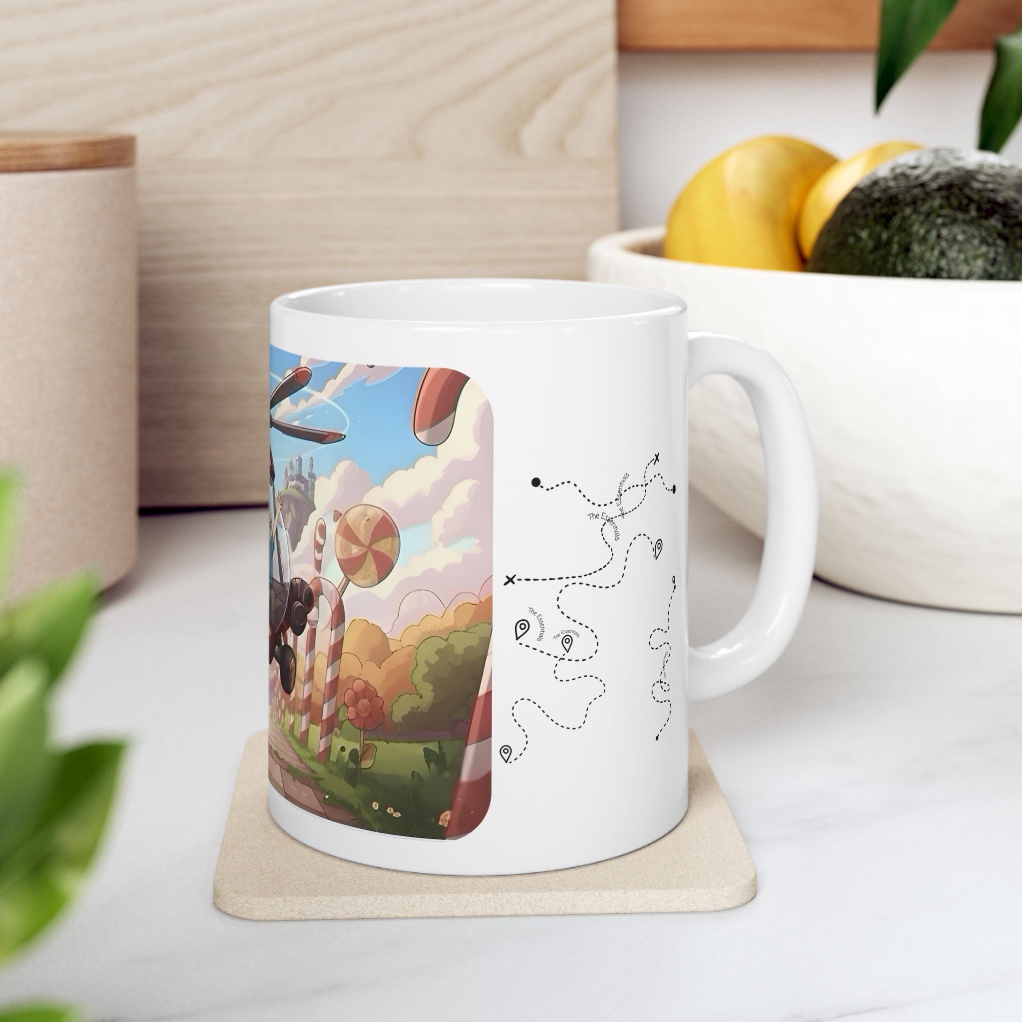 Flying Heli Blast Over Sweets White Ceramic Mug – Friends, Family & Imaginative Adventures, Celebrating Companionship, Creativity & Life’s Little Wonders Cup (11oz/15oz)