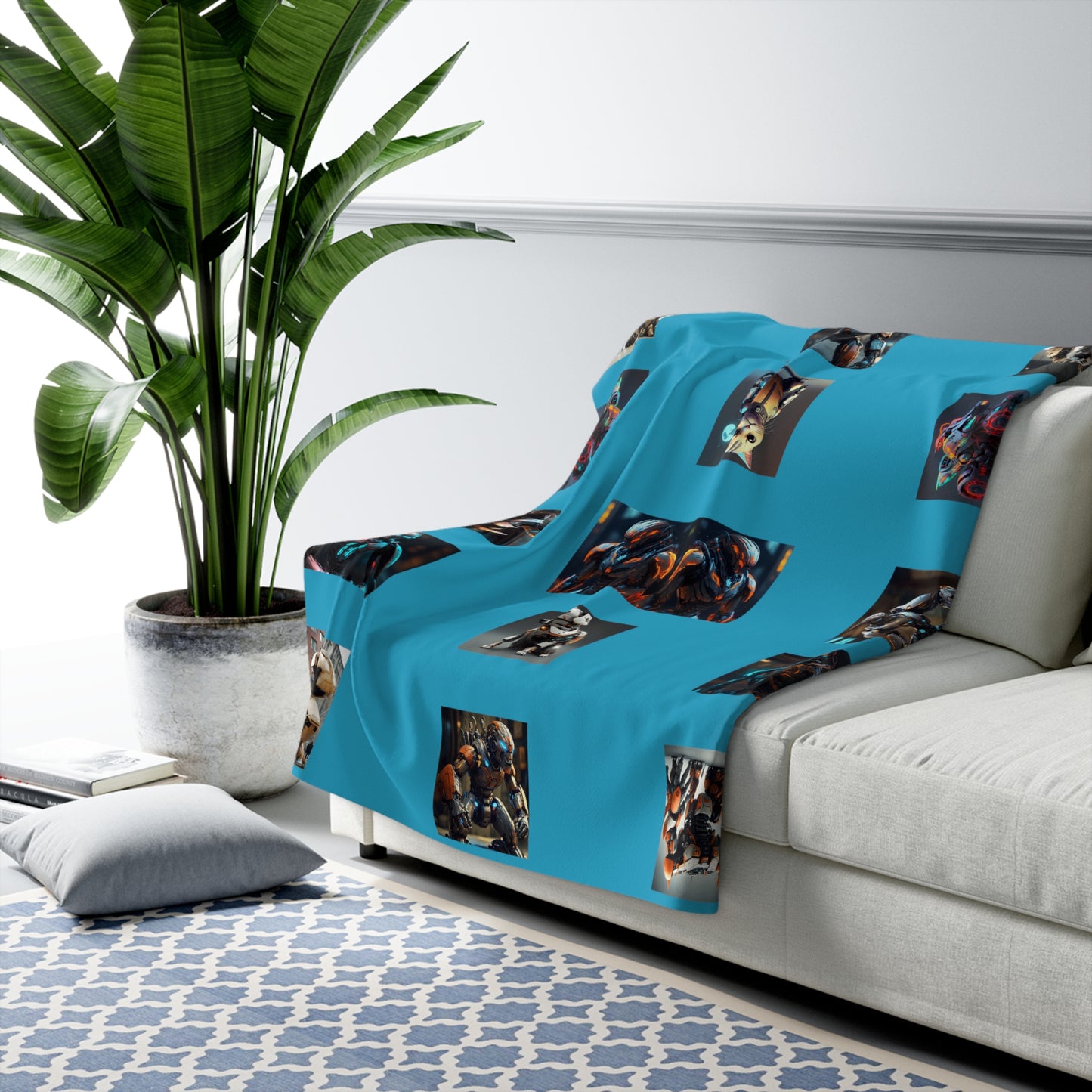 Matiby MEK Teal Sherpa Fleece Blanket