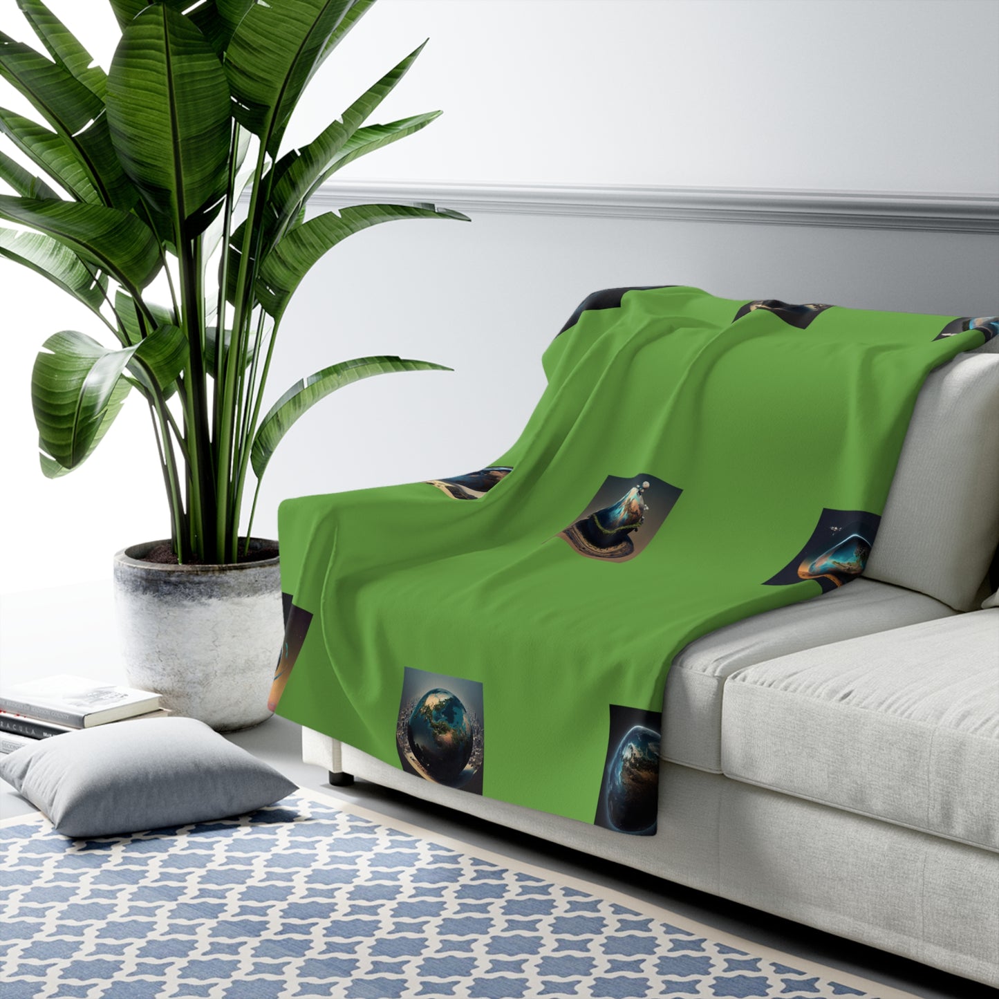 Matiby MEK Green Sherpa Fleece Blanket