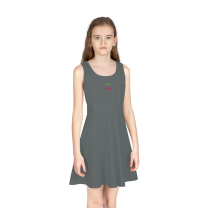 Girls' Dark Grey Sleeveless Sundress (AOP)