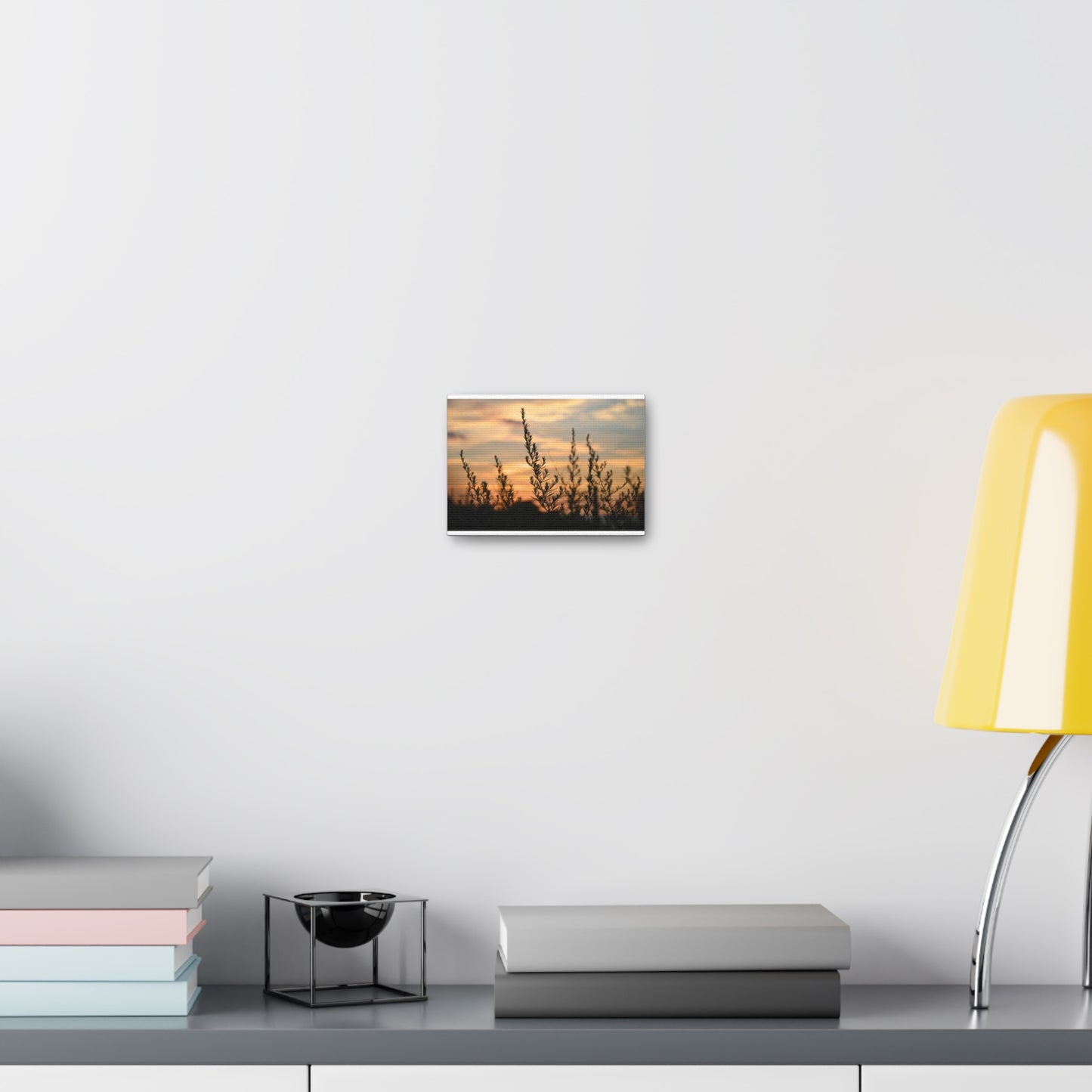 Nature Sunset Silhouette White Canvas Gallery Wraps