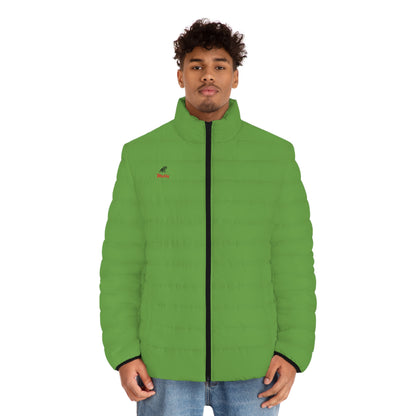 Men's Green Puffer Jacket (AOP)