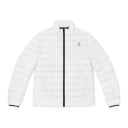 Men's White Puffer Jacket (AOP)