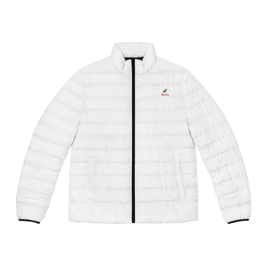 Men's White Puffer Jacket (AOP)