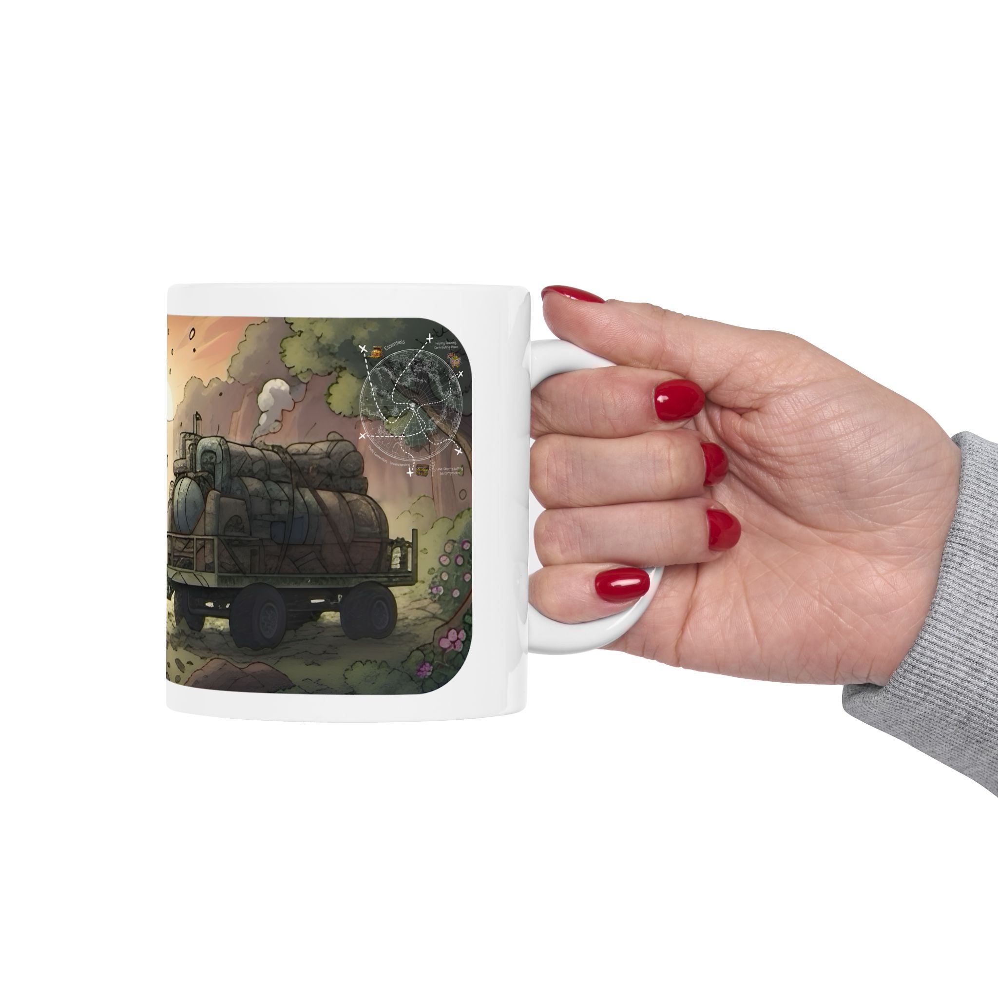 Adventure 4x4 Trucks #1, Army Commandos White Ceramic Mug  — Find Your Path To The Essentials Cup (11oz & 15oz)