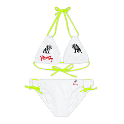 Matiby White Strappy Bikini Set (AOP)