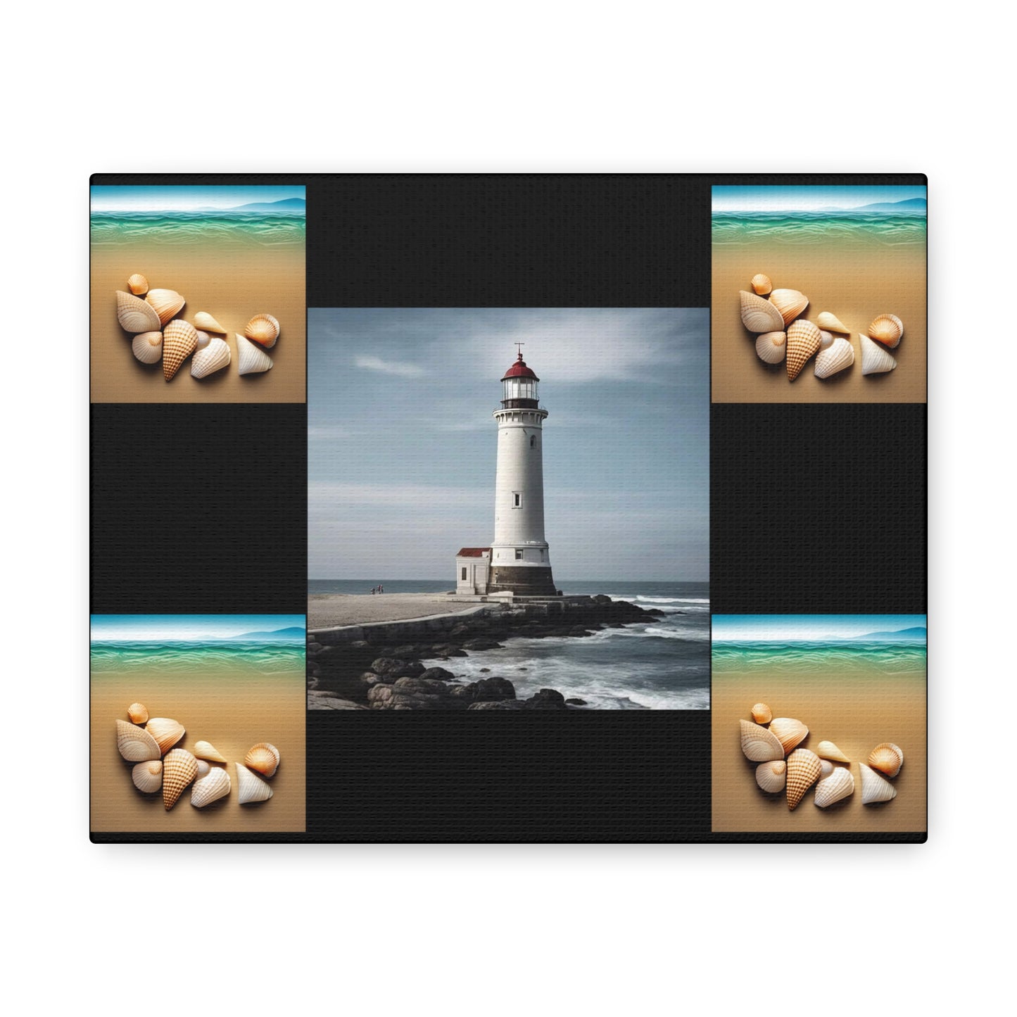 Lighthouse Black Canvas Gallery Wraps