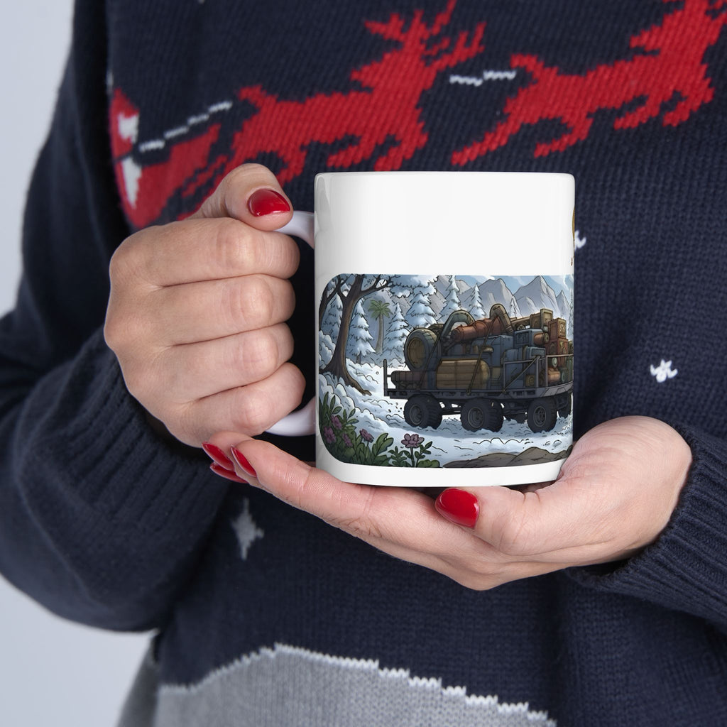 Adventure 4x4 Trucks #41, Off-Roading Mama Helping Daughter  White Ceramic Mug — Find Your Path To The Essentials Cup (11oz & 15oz)