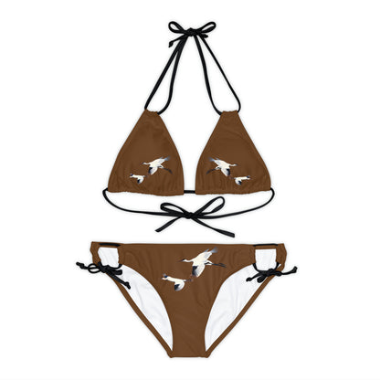 Brown Strappy Bikini Set (AOP)