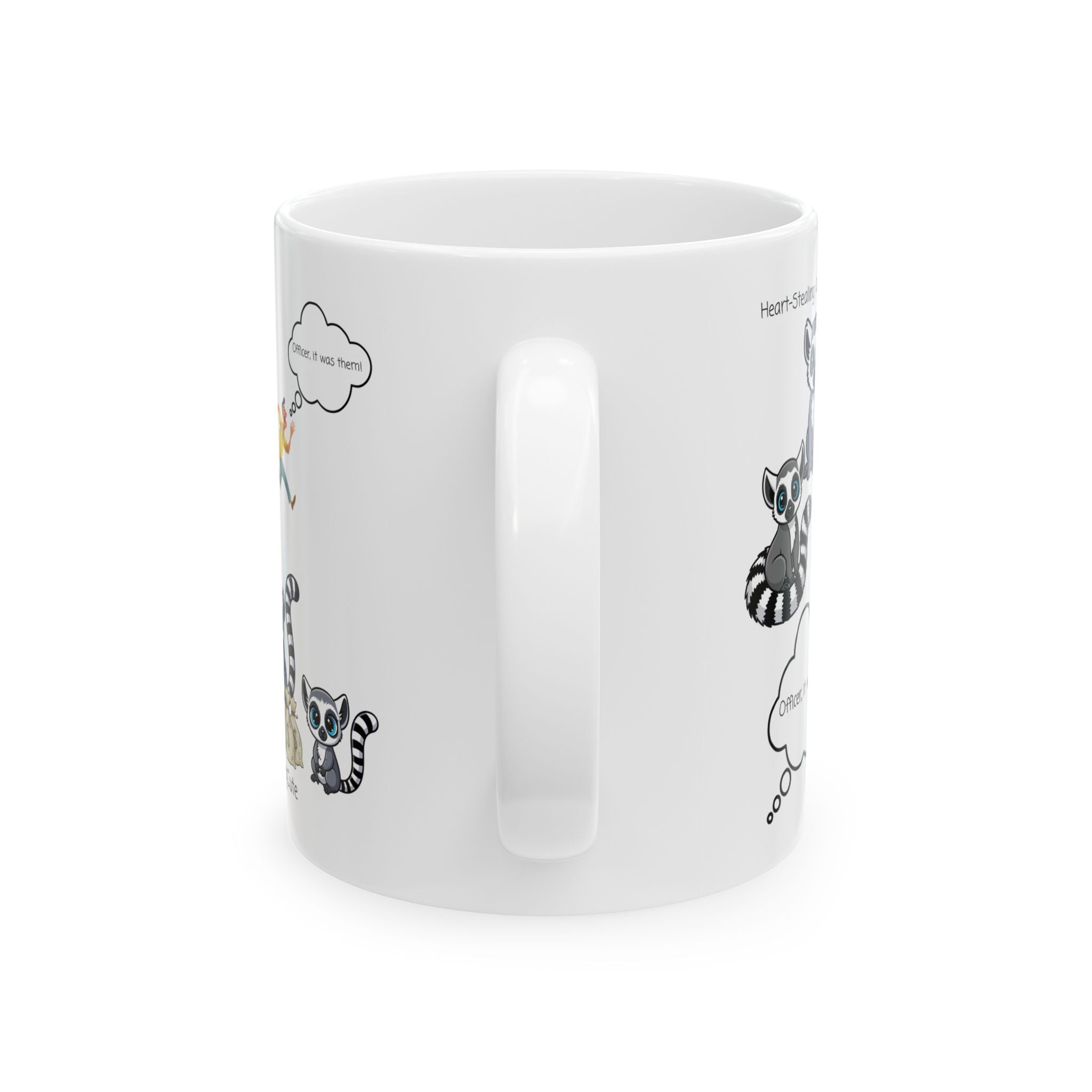 Heart-Stealing Cute Lemurs Gone Wild White Ceramic Mug — "Officer, It Was Them" Adorables (11oz & 15oz)