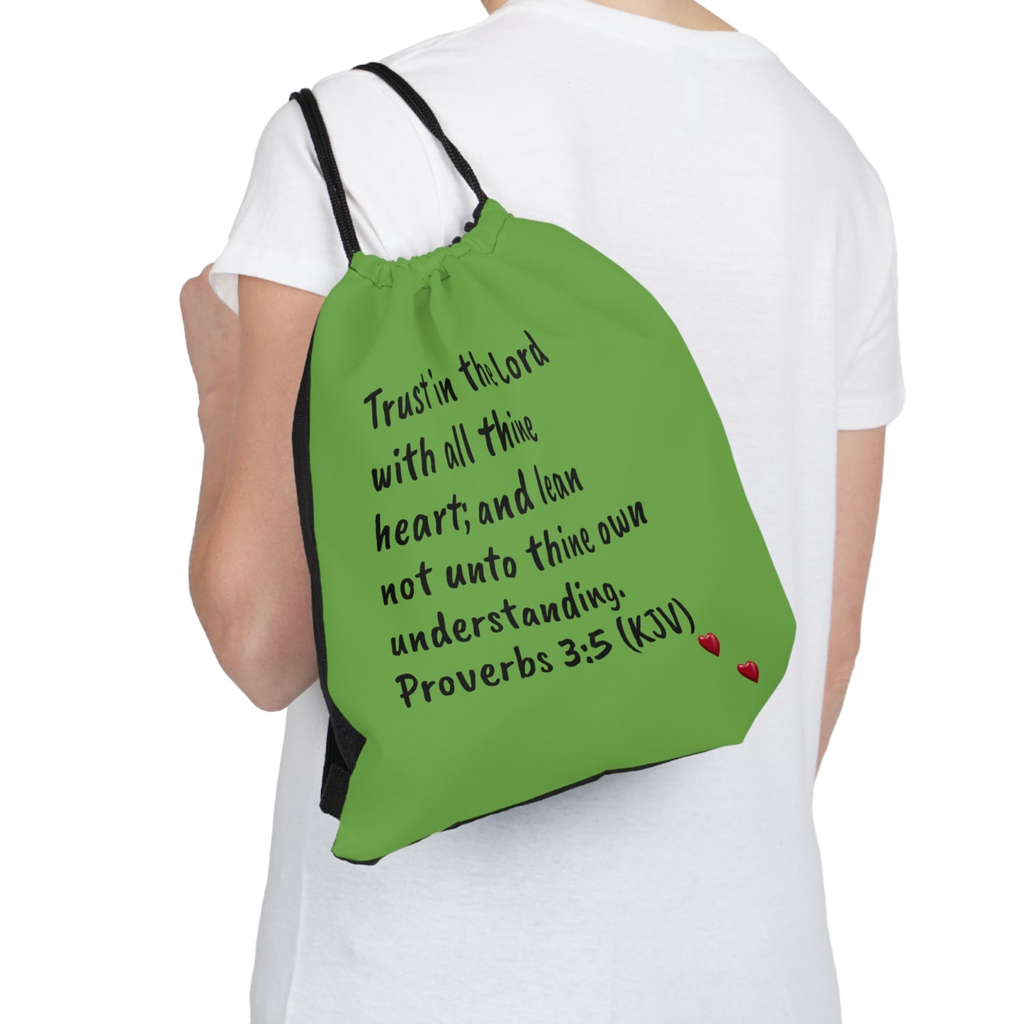 Bible Speaks Outdoor Drawstring Bag Green