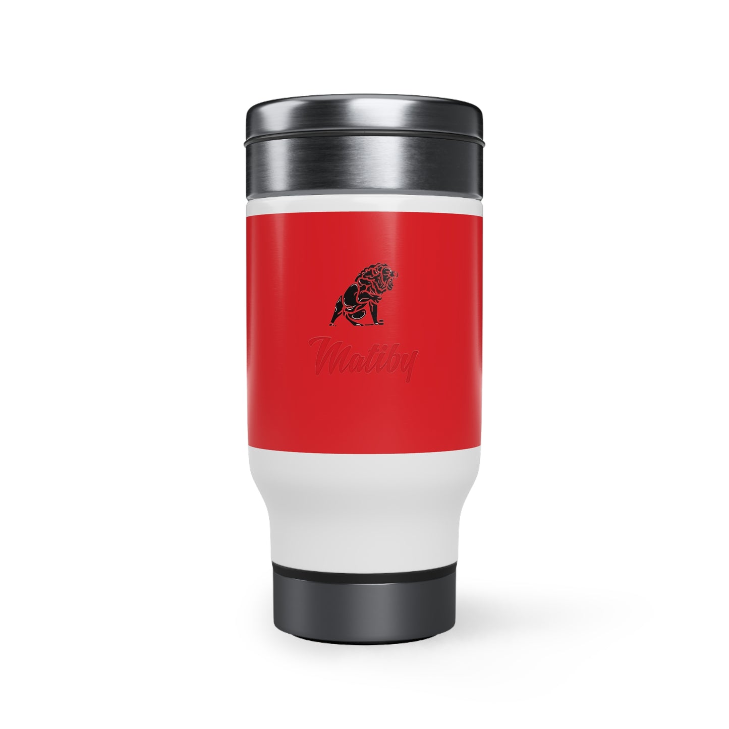 "Rojo" Red Stainless Steel Travel Mug with Handle, 14oz