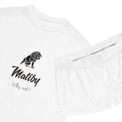 Matiby Lion Women's White Short Pajama Set (AOP)