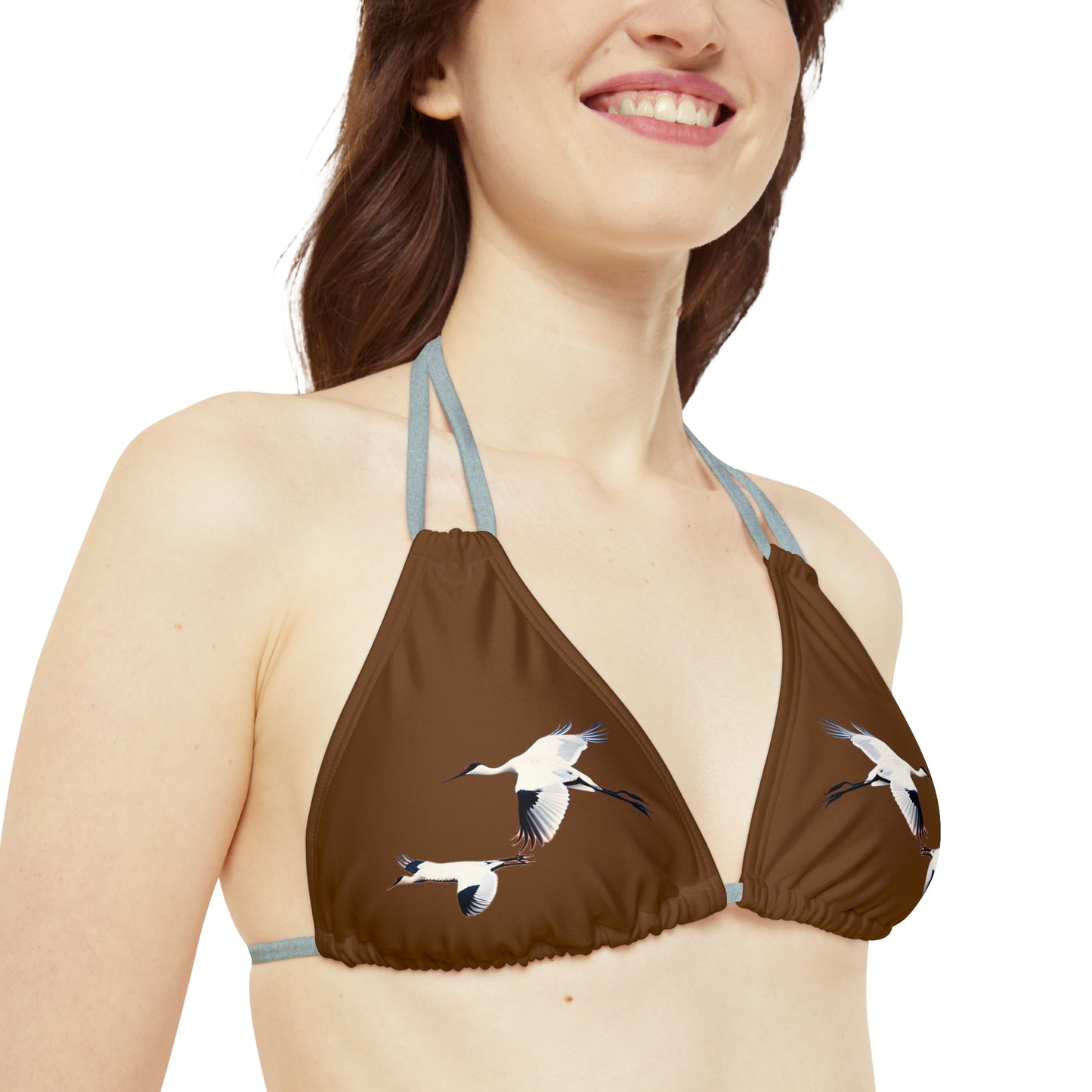 Brown Strappy Bikini Set (AOP)