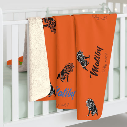 Matiby Lion Orange Sherpa Fleece Blanket