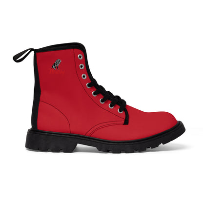 Men's Dark Red Canvas Boots