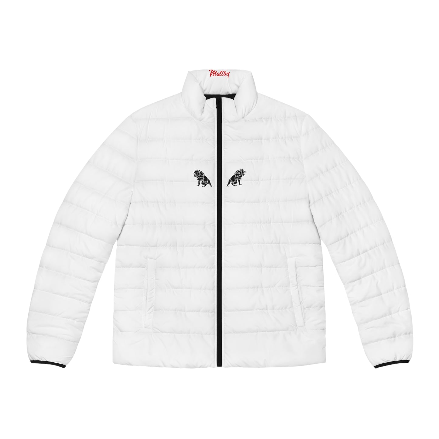 Men's White Puffer Jacket (AOP)