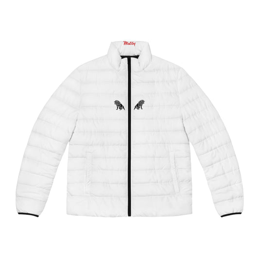 Men's White Puffer Jacket (AOP)