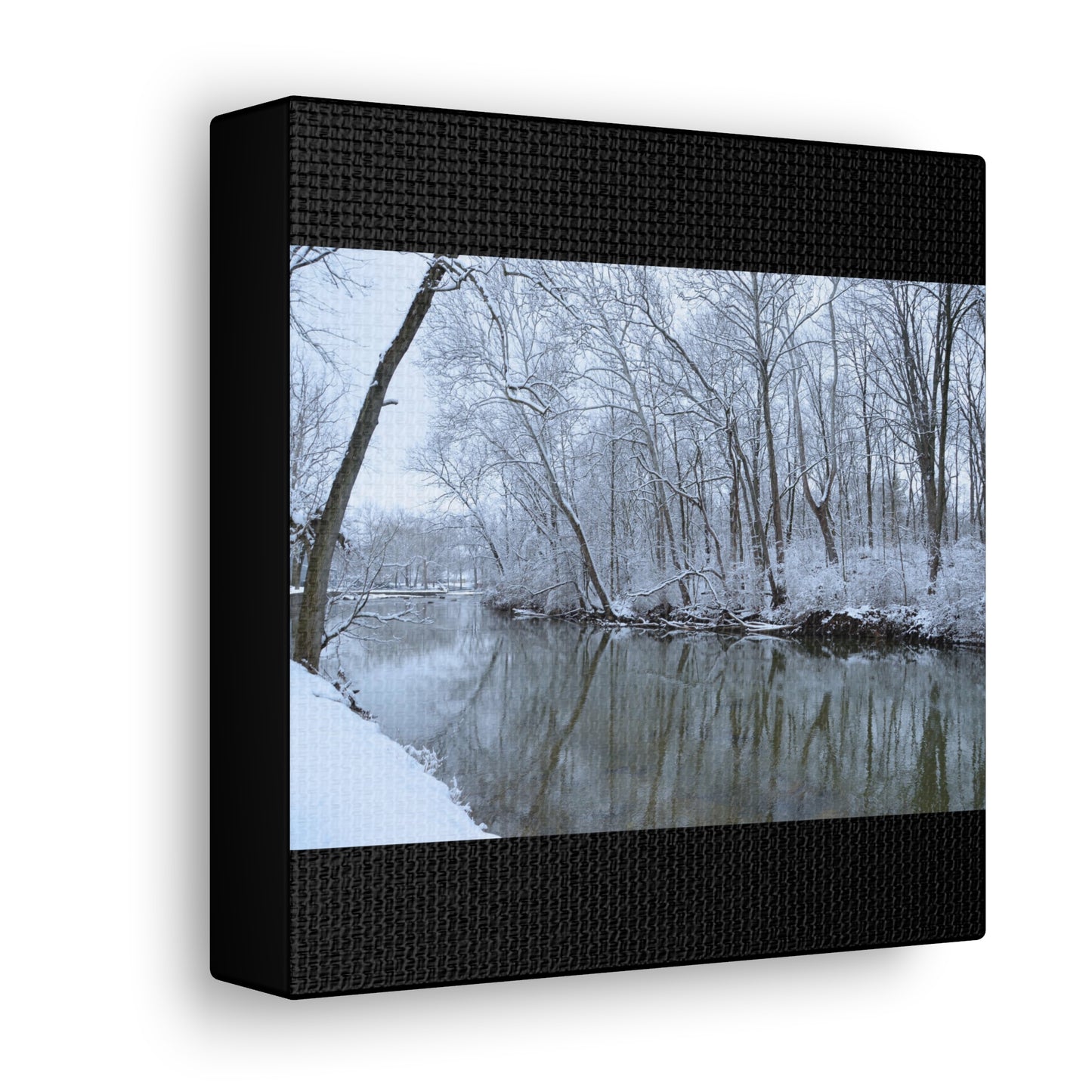 Winter River Black Canvas Gallery Wraps