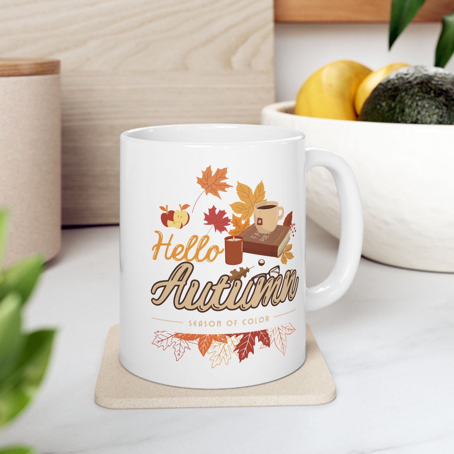 Journeys Hello Autumn Seasons of Change Ceramic Mugs, Gifts for the Holidays, Seasonal Mugs, Mug for All Occasions, Thanksgiving Mug