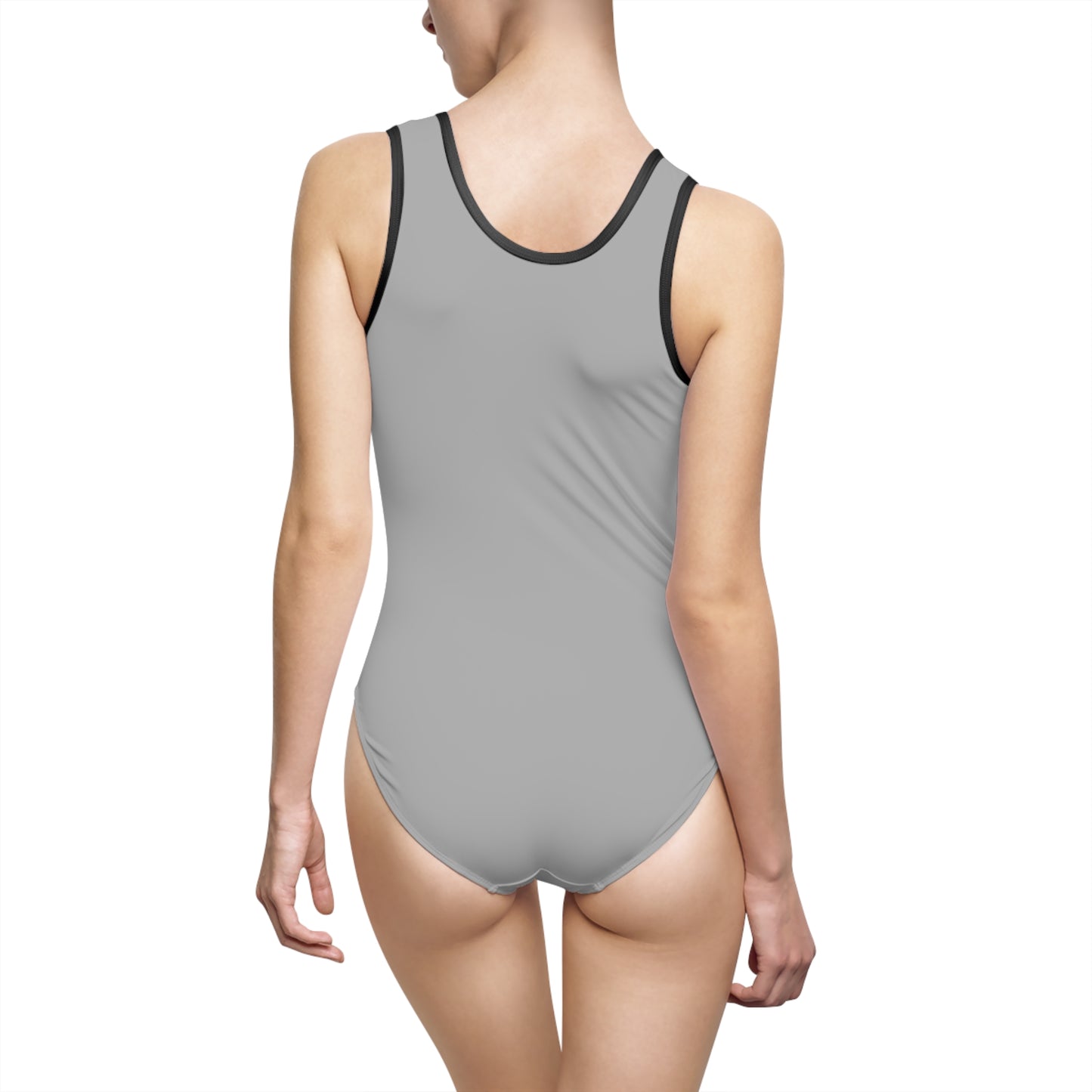 Women's Light Grey Classic One-Piece Swimsuit (AOP)