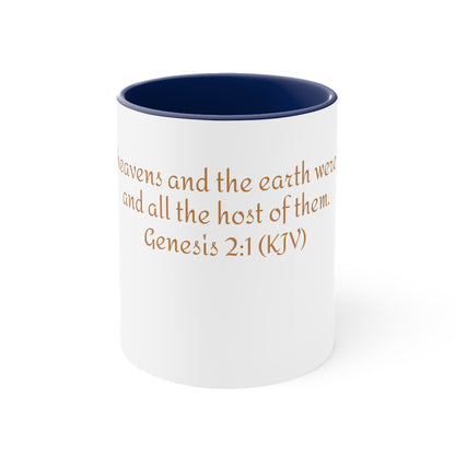 Bible Speaks Gen 2:1 Accent Mug, 11oz