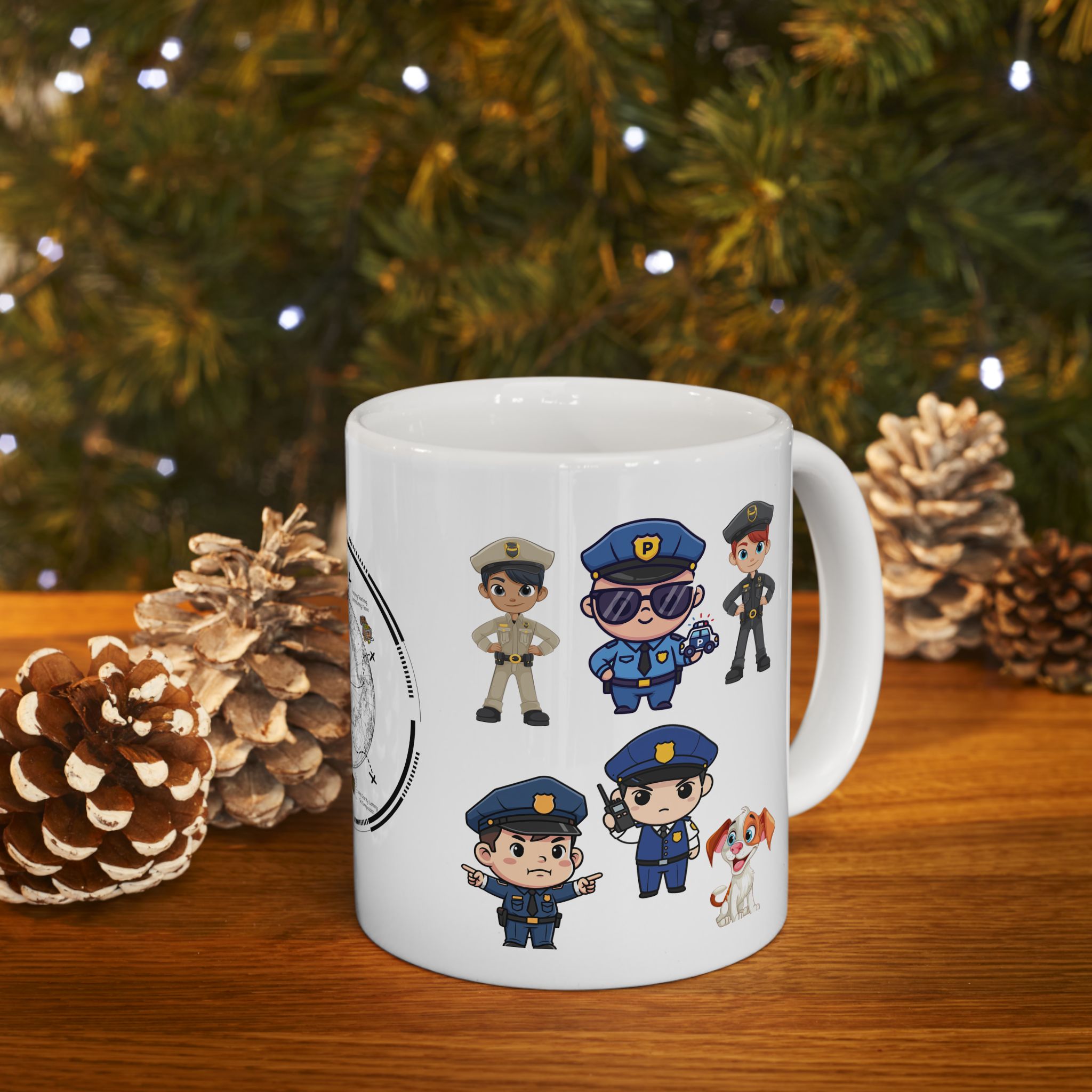 Thin Blue Line Pet Decor White Ceramic Mug — Law Enforcement Appreciation Gift Cup (11oz & 15oz)