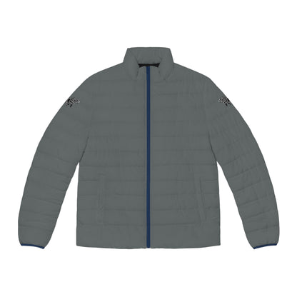 Men's Dark Grey Puffer Jacket (AOP)