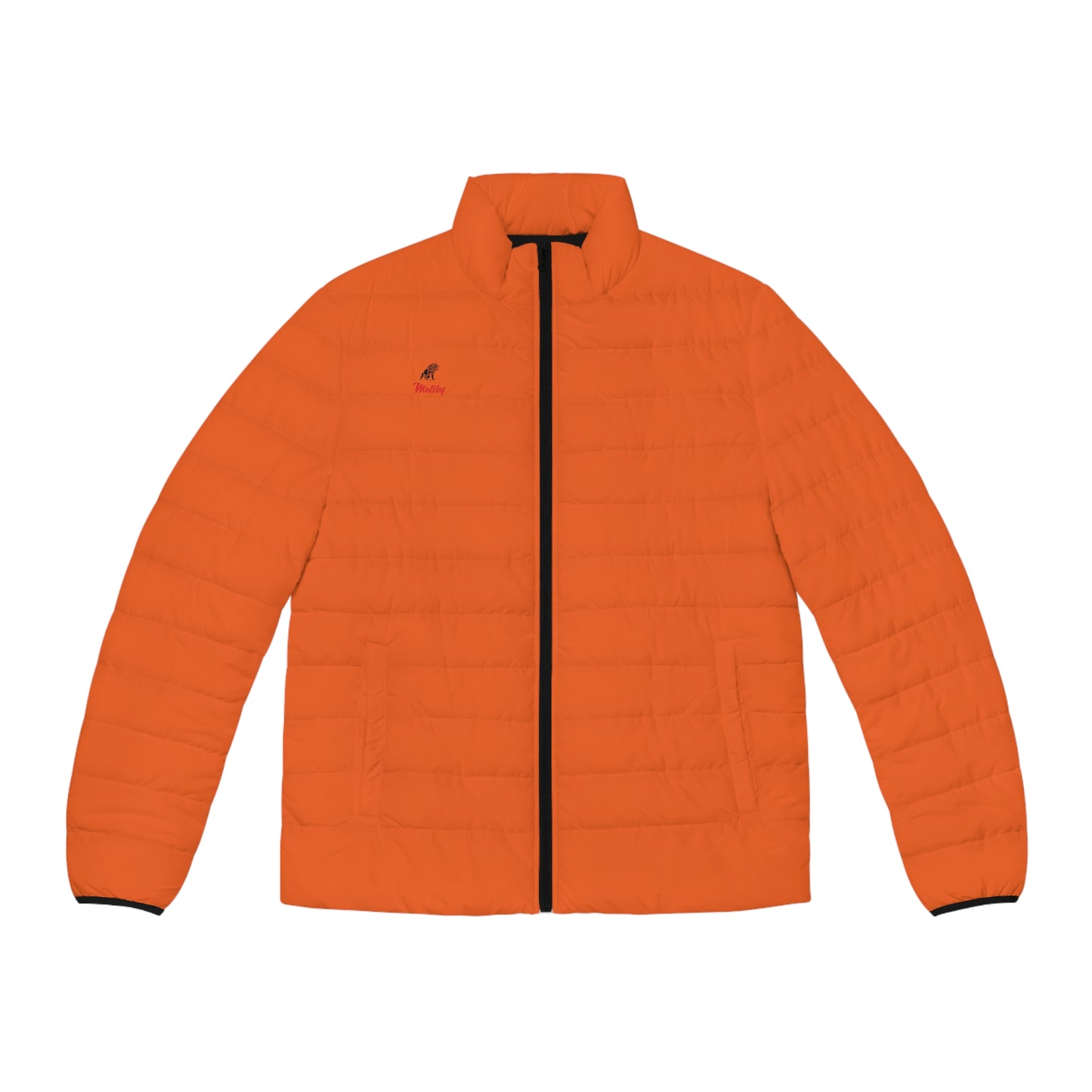 Men's Dark Orange Puffer Jacket (AOP)