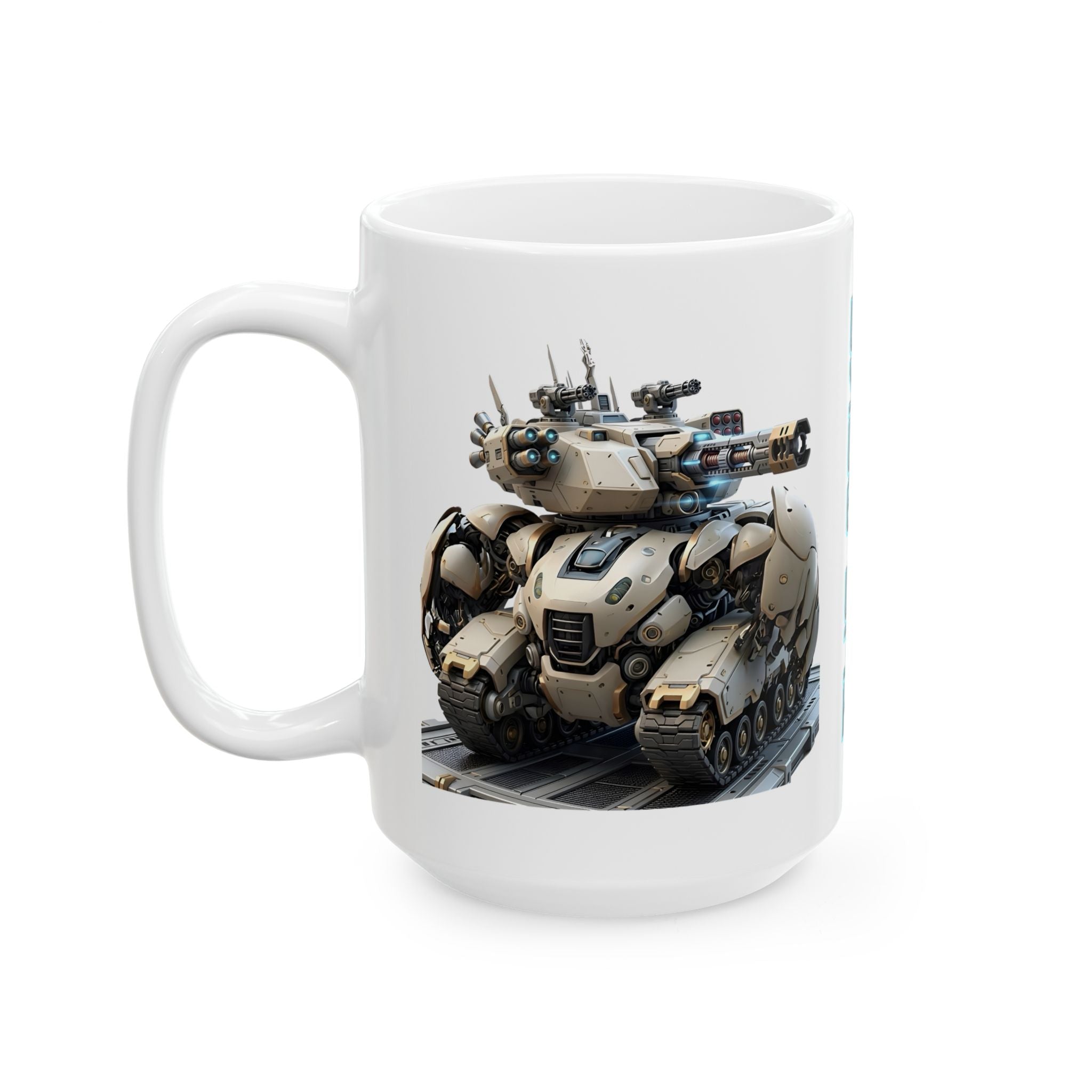 'The Meks' Sci‑Fi Mech Robot #5 White Ceramic Mug (11oz & 15oz)