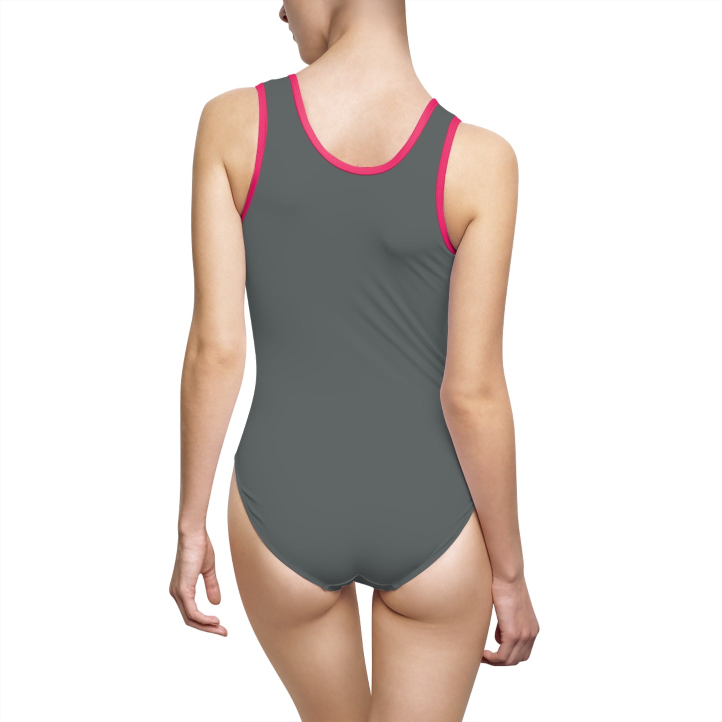 Women's Dark Grey Classic One-Piece Swimsuit (AOP)